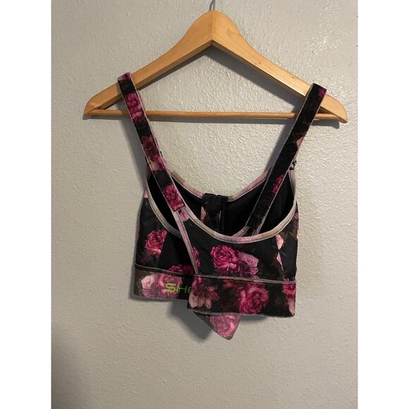 Shefit Sports Bra Womens Medium Black Floral Zip Front High Impact Adjustable - Picture 2 of 6